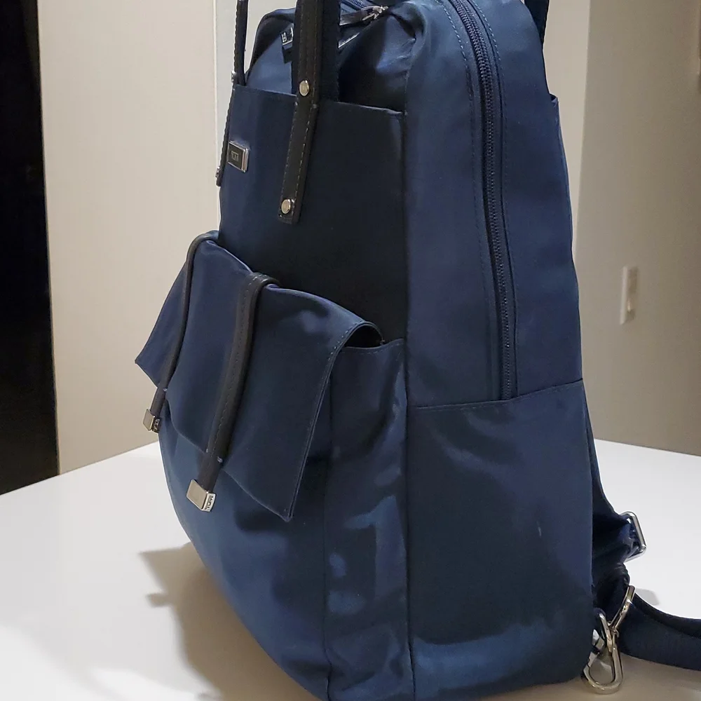 Tumi Epsom Convertible Backpack in Blue & Silver Hardware